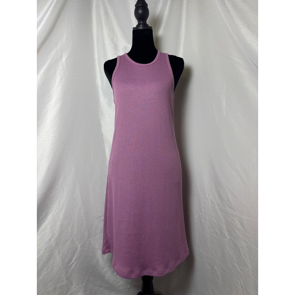 Nine West Tank Dress Women Size S Purple Ribbed Midi Sleeveless Sheath